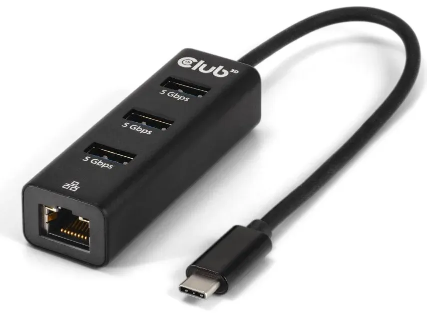 Club3D Dokovací stanice USB-C 4v1, 3xUSB, 1xRJ45, černá
