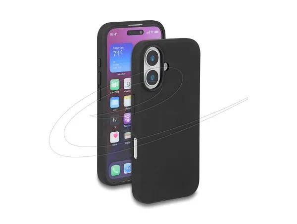 Delock Ochranné pouzdro na iPhone 16 vyrobené z na dotek hebkého silikonu, černé