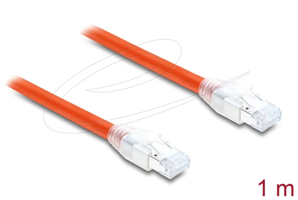 Delock Síťový kabel RJ45 Cat.8.1 S/FTP, 1 m, až 40 Gbps, oranžový
