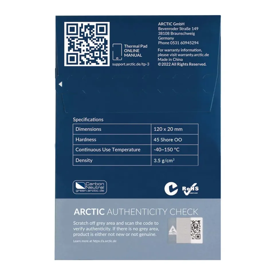 ARCTIC TP-3 Thermal Pad 120x20x1,5mm (balení 4 kusů)