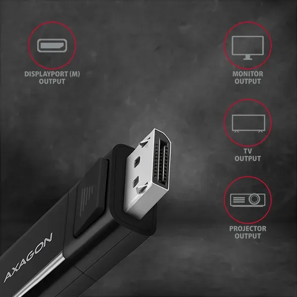 AXAGON RVC-DPC USB-C -> DisplayPort redukce / kabel 1.8m, 4K/60Hz