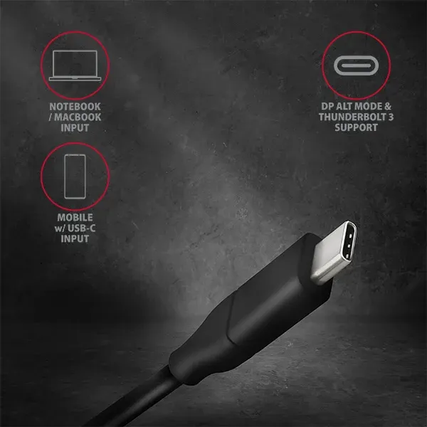 AXAGON RVC-DPC USB-C -> DisplayPort redukce / kabel 1.8m, 4K/60Hz