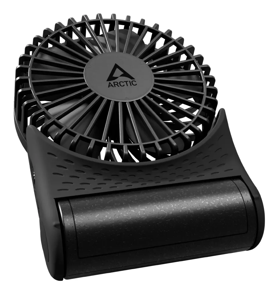 ARCTIC Summair 2Go (Black) - Rechargeable Pocket Fan with Stand (74 hours of battery life and variab