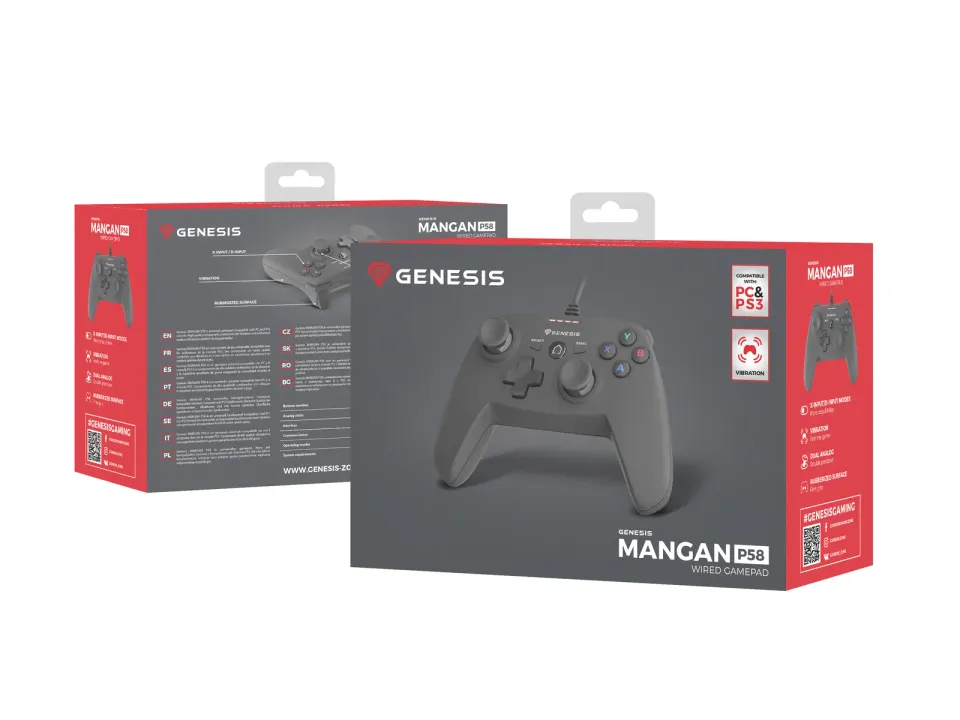 Drátový gamepad Genesis P58, pro PS3/PC, vibrace