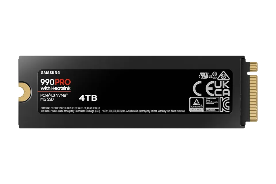 SAMSUNG 990 PRO 4TB (s chladičem) PCIe 4.0 NVMe SSD M.2 PCIe 4.0 x4 NVMe 2.0 (čtení max. 7450MB/s, zápis max. 6900MB/s)