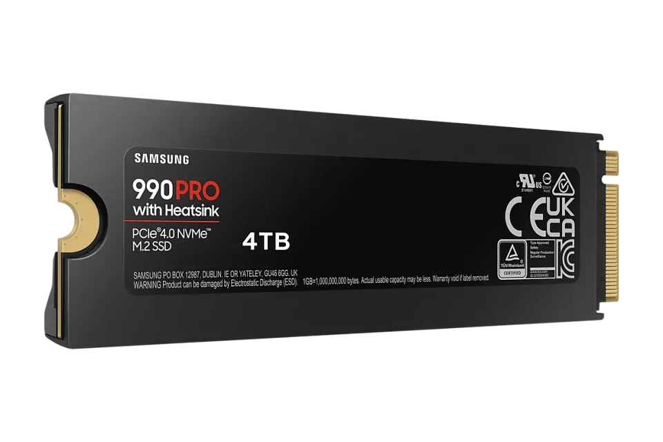 SAMSUNG 990 PRO 4TB (s chladičem) PCIe 4.0 NVMe SSD M.2 PCIe 4.0 x4 NVMe 2.0 (čtení max. 7450MB/s, zápis max. 6900MB/s)