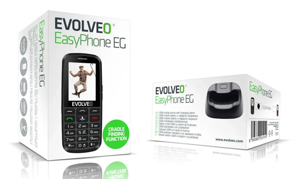 EVOLVEO EasyPhone EG, mobilní telefon pro seniory s nabíjecím stojánkem (černá b
