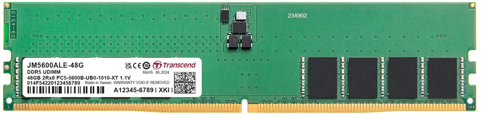 Transcend paměť 48GB JM DDR5 5600 U-DIMM 1Rx8 3Gx8 CL46 1.1V