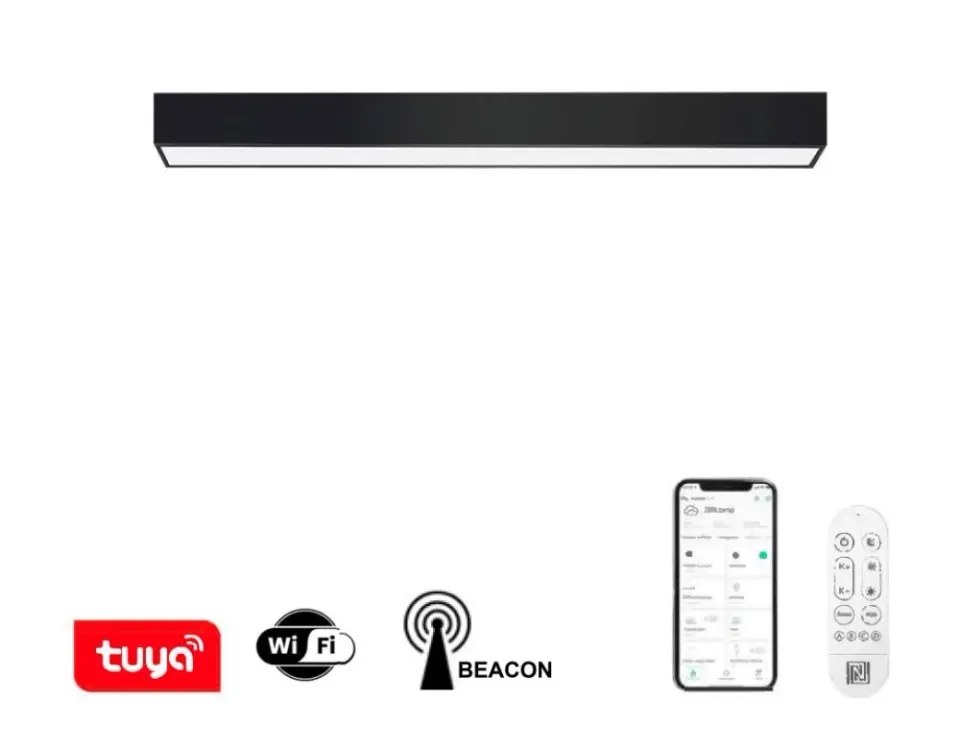 IMMAX NEO LITE LUNGO SMART stropní svítidlo 90cm 29W 2204lm, s podporou BEACON, Wi-Fi, TUYA, černé