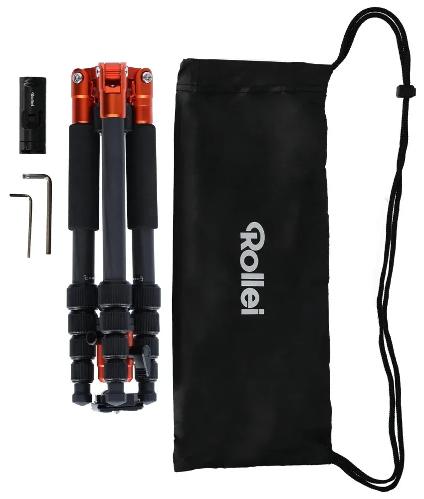Rollei Stativ Compact Traveler No 1 Carbon/ Zátěž 8kg/ Vytažený 145 cm/ Karbon/ Oranžový