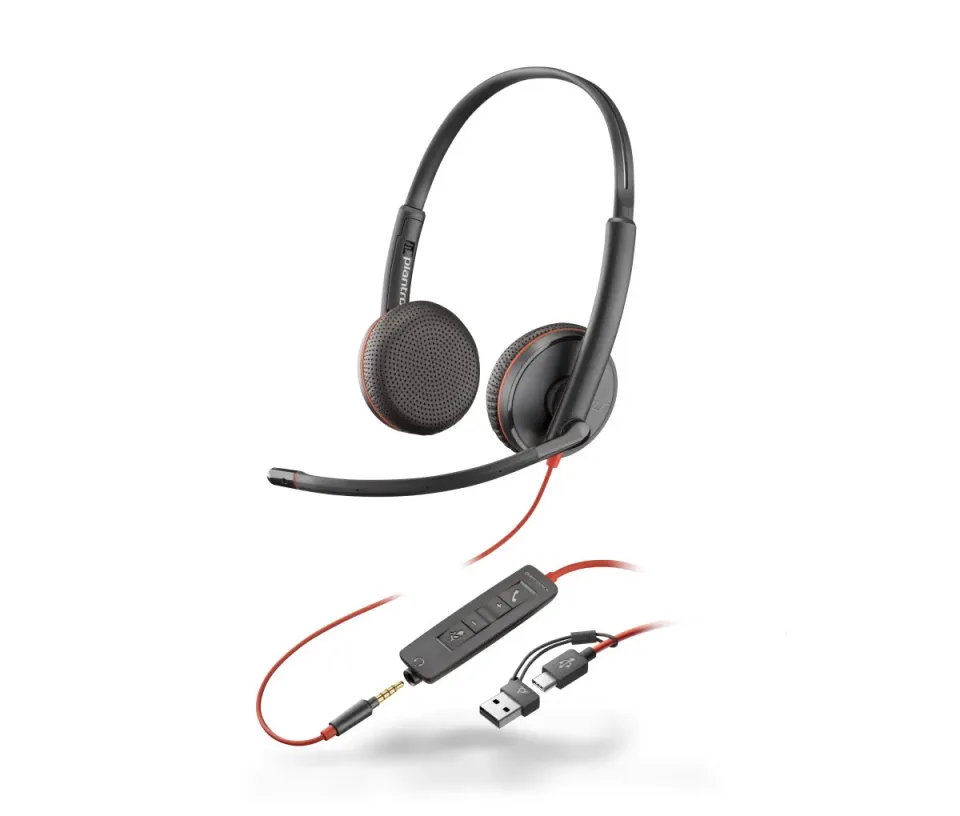 HP Poly Blackwire 3225 náhlavní souprava, 3.5 mm jack + USB-C / A adaptér, stereo (bulk)