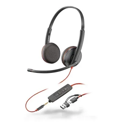 HP Poly Blackwire 3225 náhlavní souprava, 3.5 mm jack + USB-C / A adaptér, stereo (bulk)