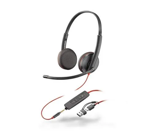 HP Poly Blackwire 3225 náhlavní souprava, 3.5 mm jack + USB-C / A adaptér, stereo (bulk)