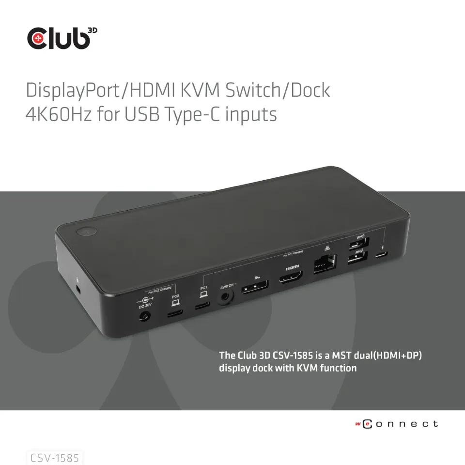 Club3D Dokovací stanice USB-C 10v1, 1xDP, 1xHDMI, 3xUSB-C, 3xUSB, 1xRJ45, 1x3.5mm, černá