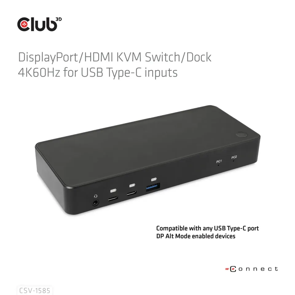 Club3D Dokovací stanice USB-C 10v1, 1xDP, 1xHDMI, 3xUSB-C, 3xUSB, 1xRJ45, 1x3.5mm, černá