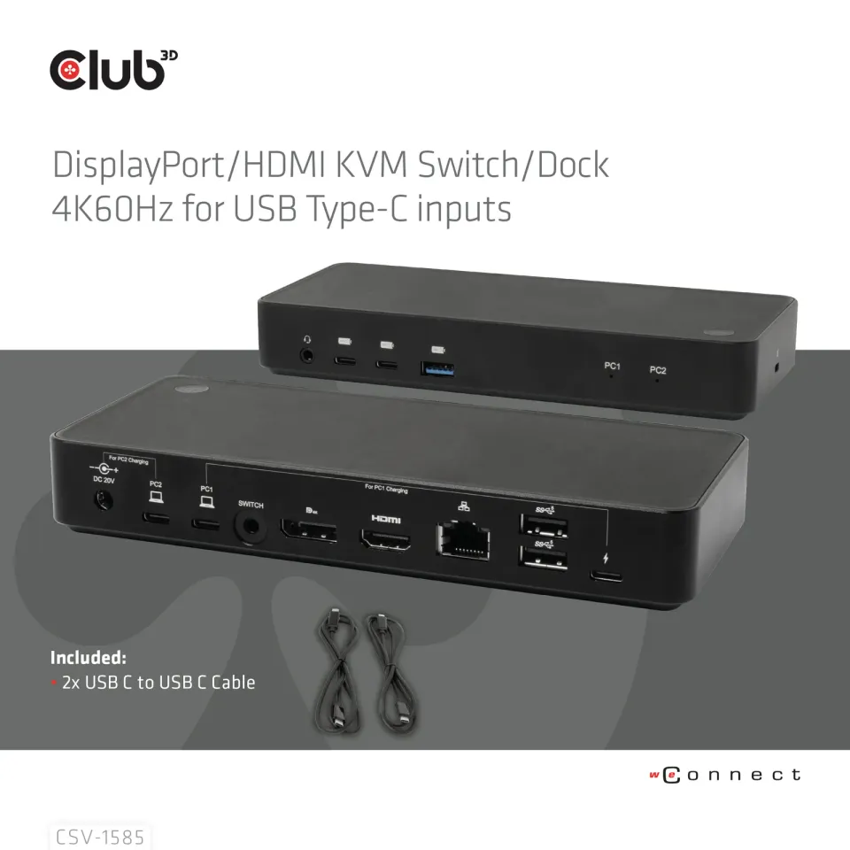 Club3D Dokovací stanice USB-C 10v1, 1xDP, 1xHDMI, 3xUSB-C, 3xUSB, 1xRJ45, 1x3.5mm, černá