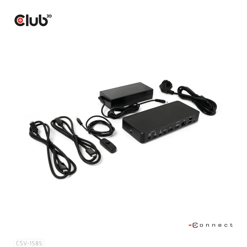 Club3D Dokovací stanice USB-C 10v1, 1xDP, 1xHDMI, 3xUSB-C, 3xUSB, 1xRJ45, 1x3.5mm, černá