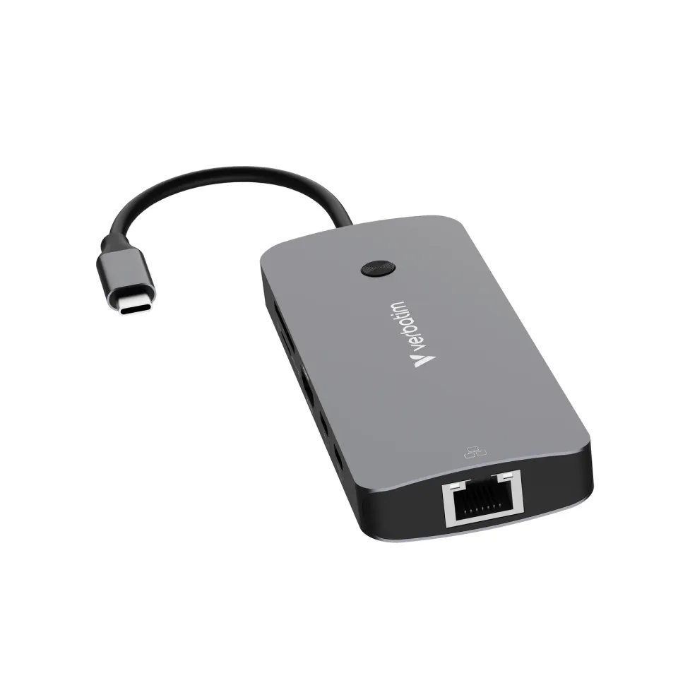 VERBATIM Hub USB-C Pro Multiport 9 Port, 3x USB 3.2, 2x USB-C, HDMI, RJ45, microSD/SD, šedá