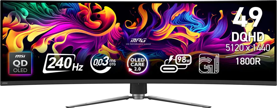 MSI MPG 491CQPX QD-OLED Gaming monitor 49" QD-OLED zakřivený/5120x1440(DQHD)/240