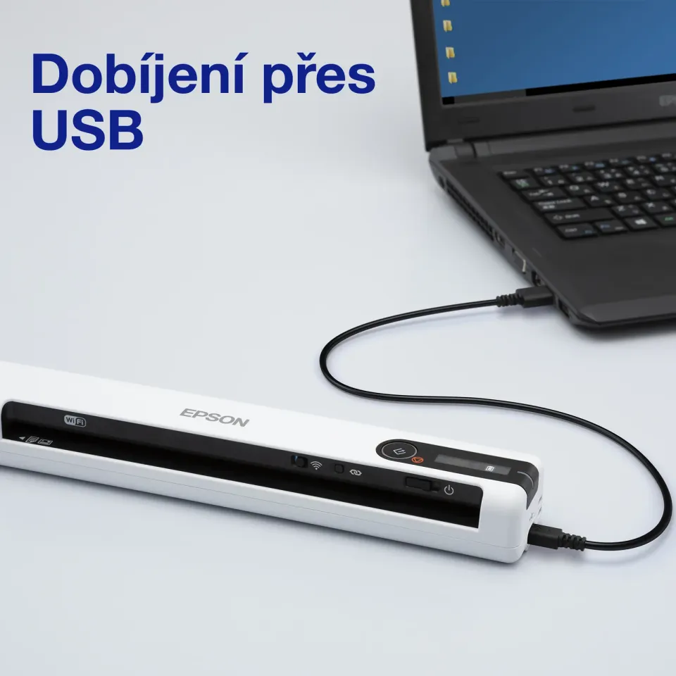 EPSON skener WorkForce DS-80W - A4/600x600dpi/USB/Wi-Fi/mobilní