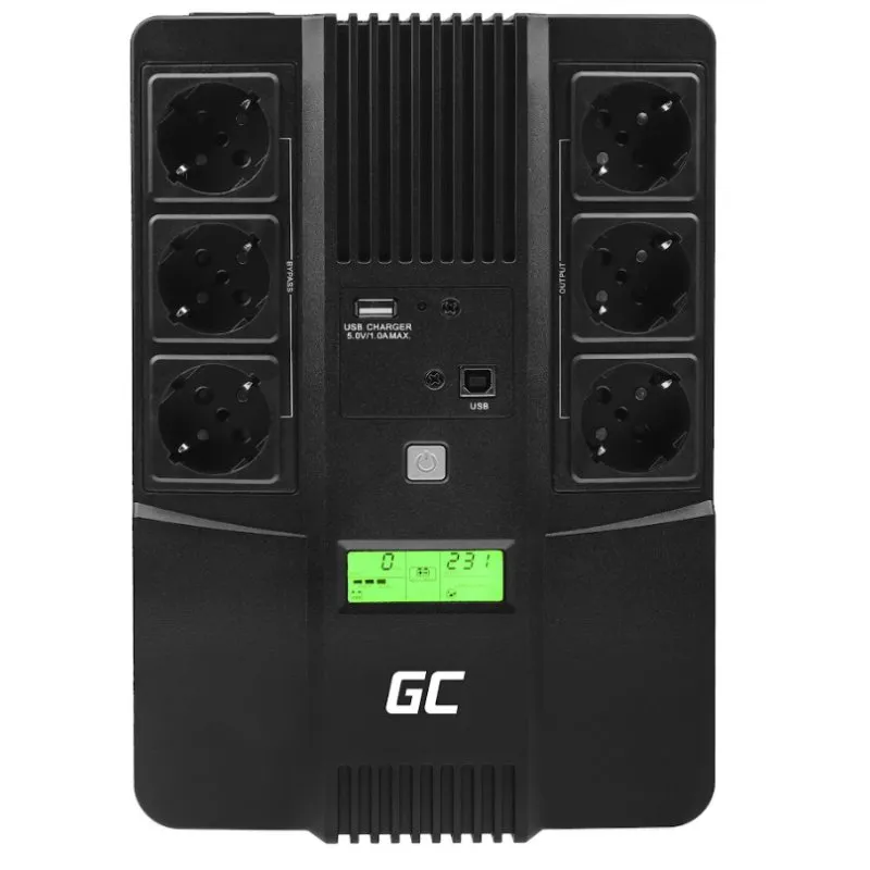 Green Cell Nepřerušitelný zdroj napájení UPS AiO 800VA 480W s LCD displejem | V