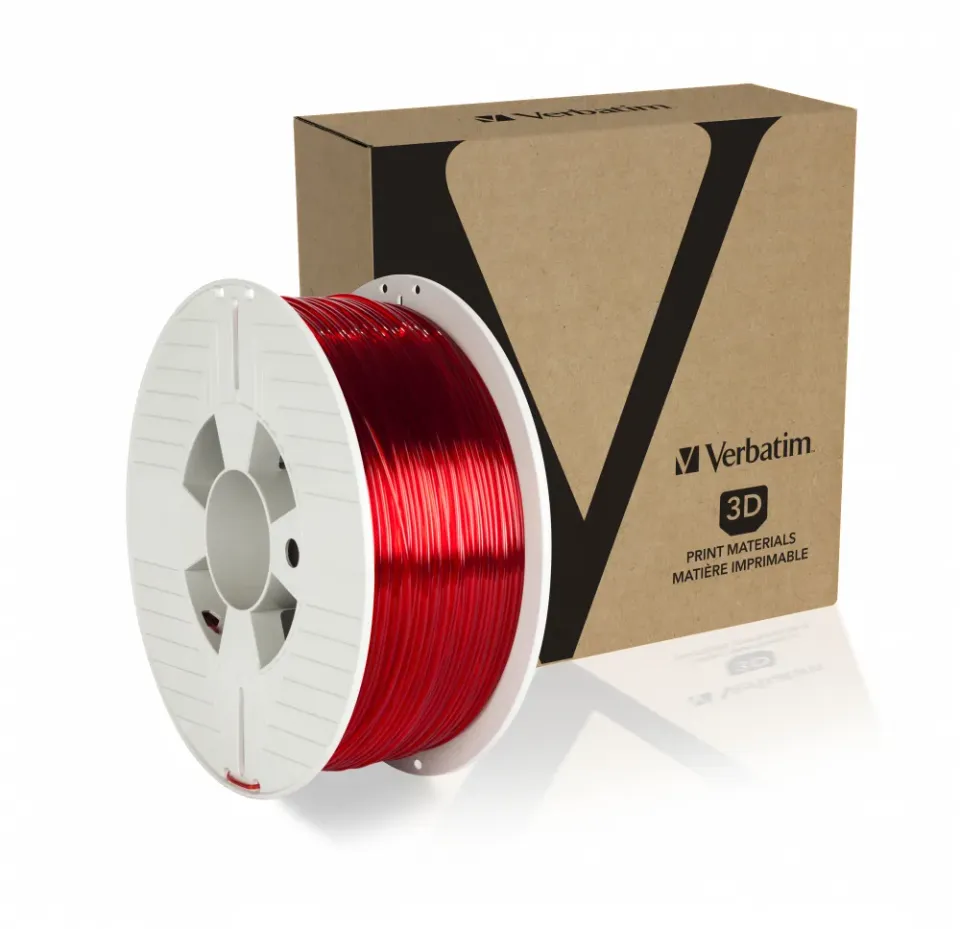 VERBATIM 3D Printer Filament PET-G 1.75mm, 327m, 1kg red transparent