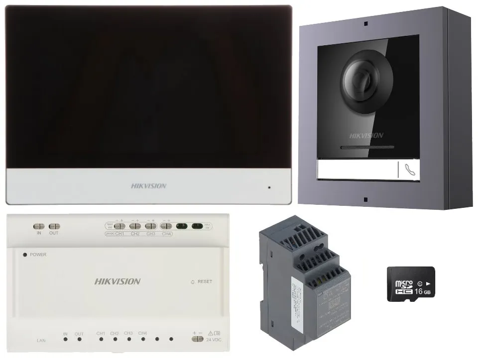 Hikvision DS-KIS702Y kit videotelefonu, 2-drát, bytový monitor+ dveřní stanice + zdroj