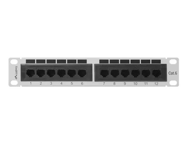 LANBERG PATCH PANEL 12PORT 1U 10" CAT.6 UTP ŠEDÝ