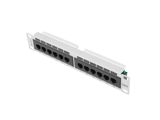 LANBERG PATCH PANEL 12PORT 1U 10" CAT.6 UTP ŠEDÝ
