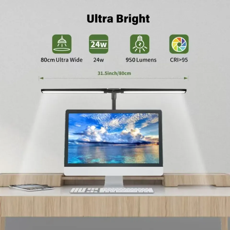 IMMAX LED Iineární lampička na monitor OFFICE/ 950lm/ CCT/ stmívatelná/ externí ovládací tlačítko/ černo-šedá