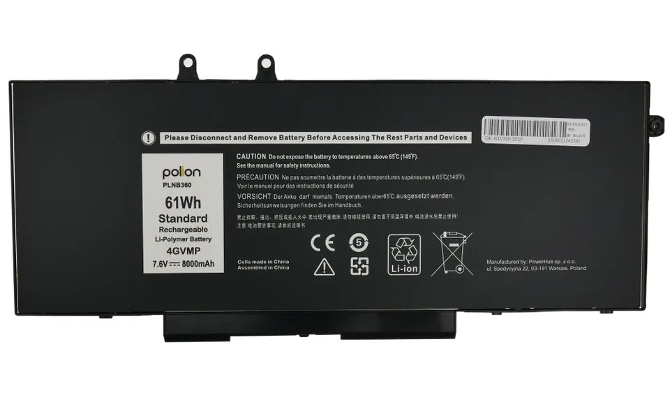 TRX Baterie Polion 4GVMP pro notebooky DELL 451-BCNX Latitude 5400 5500 5510 Precision 3541 8000mAh 61Wh/ neoriginální
