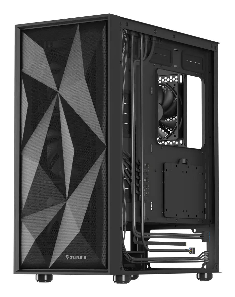 Počítačová skříň Genesis DIAXID 605F/Midi Tower/Transpar./Černá
