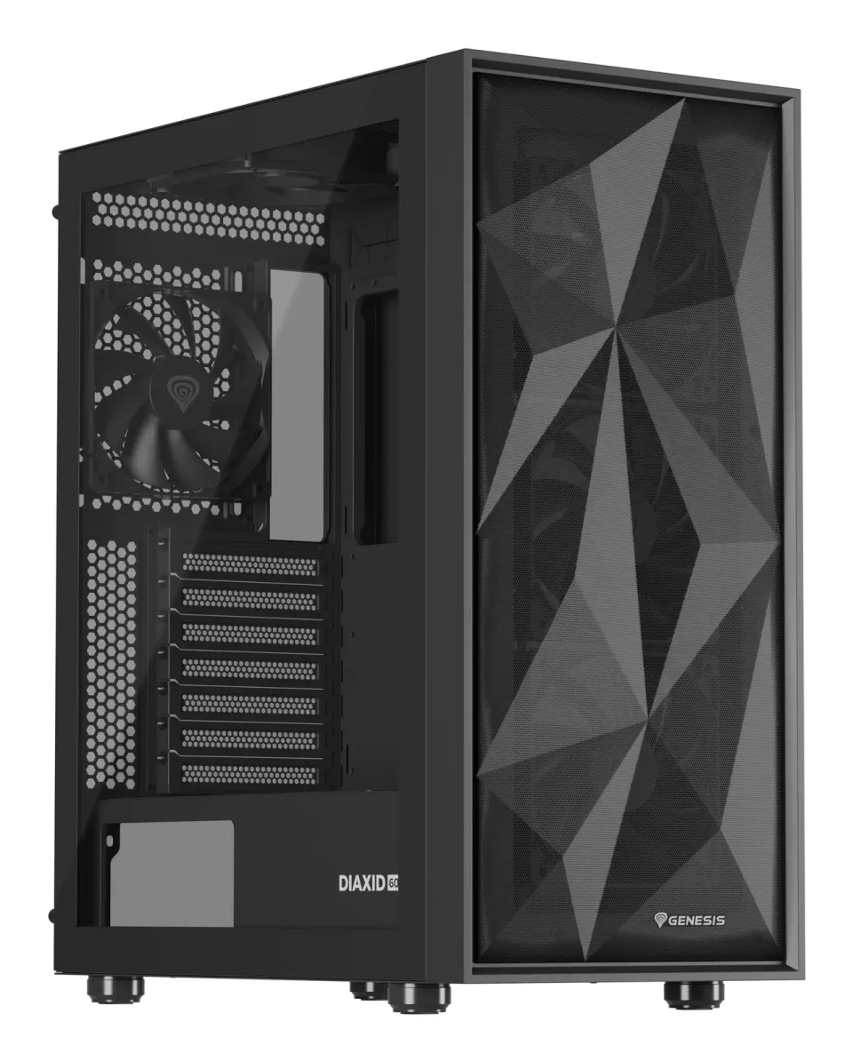Počítačová skříň Genesis DIAXID 605F/Midi Tower/Transpar./Černá