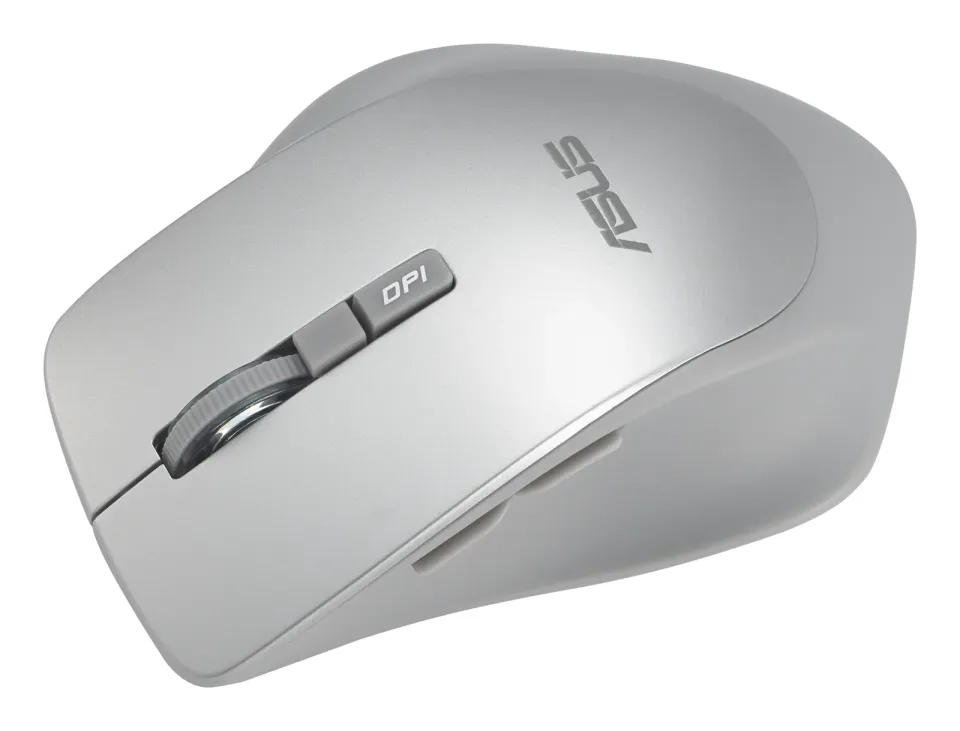 ASUS WT425/Ergonomická/Optická/Pro praváky/1 600 DPI/Bezdrátové USB/Stříbrná