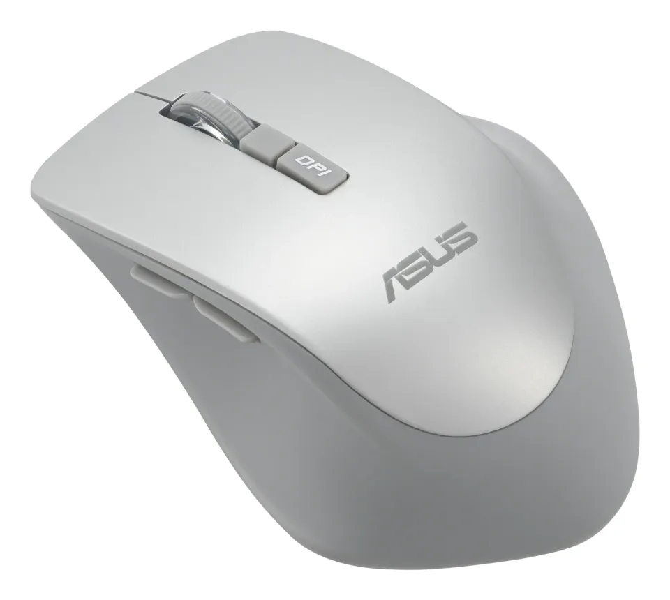 ASUS WT425/Ergonomická/Optická/Pro praváky/1 600 DPI/Bezdrátové USB/Stříbrná