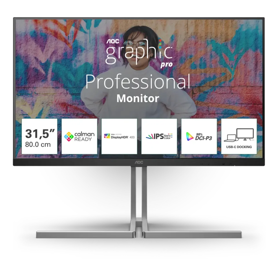 AOC LCD U32U3CV 31,5" Nano IPS 4K/3840x2160@60Hz/4ms/400cd/2xHDMI/DP/4xUSB/USB-C