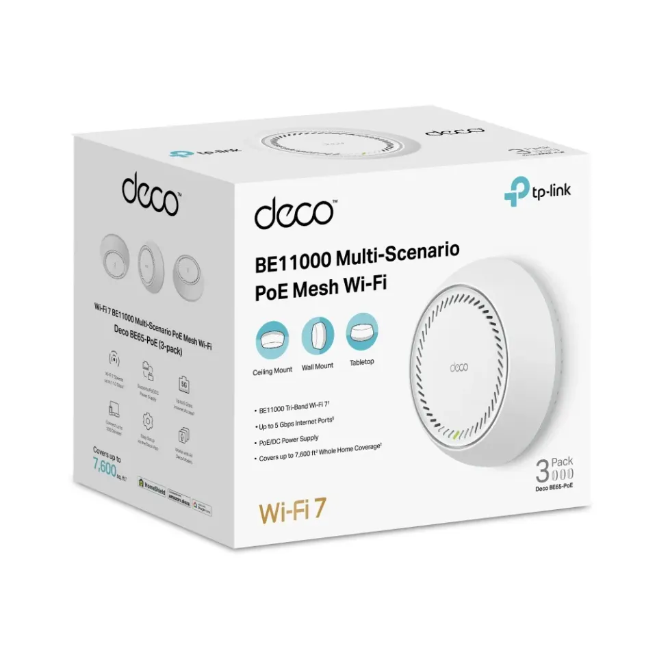 TP-Link Deco BE65-POE(3-pack) BE9300 Třípásmový systém Mesh WiFi 7 pro celou dom
