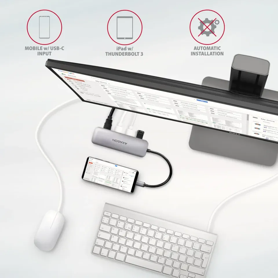 AXAGON HMC-HCR3A, USB 3.2 Gen 1 hub, porty 3x USB-A, HDMI 4k/30Hz, SD/microSD, k