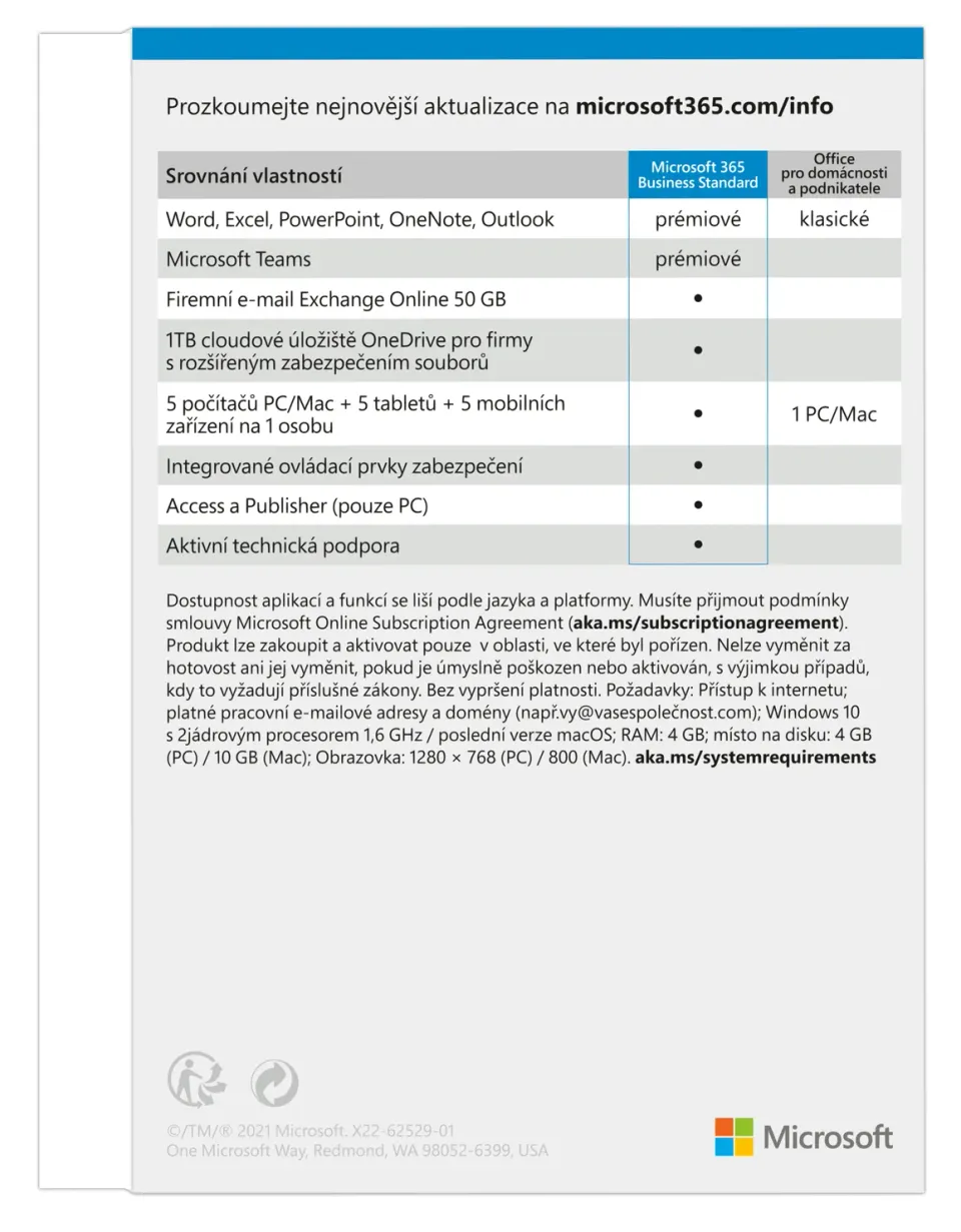 Microsoft 365 Business Standard P8 Mac/Win CZ