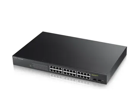 Zyxel GS1900-24HP v2 26-port Gigabit Web Smart PoE Switch, 24x gigabit RJ45, 2x SFP, PoE budget 170W