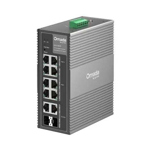 TP-LINK IES210GPP Omada 10portový gigabitový průmyslový Easy Managed switch se 6 porty PoE+ a 2 porty PoE++