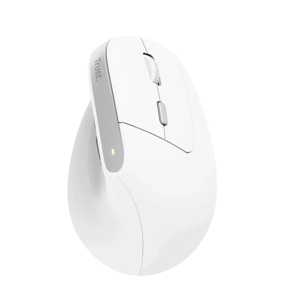 TRUST myš Bayo II Ergonomická vertikální myš, Bezdrátová, bílá