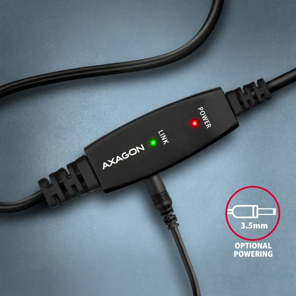 AXAGON ADR-210B, USB A-B, 2.0 aktivní prodlužovací / repeater kabel, 10m