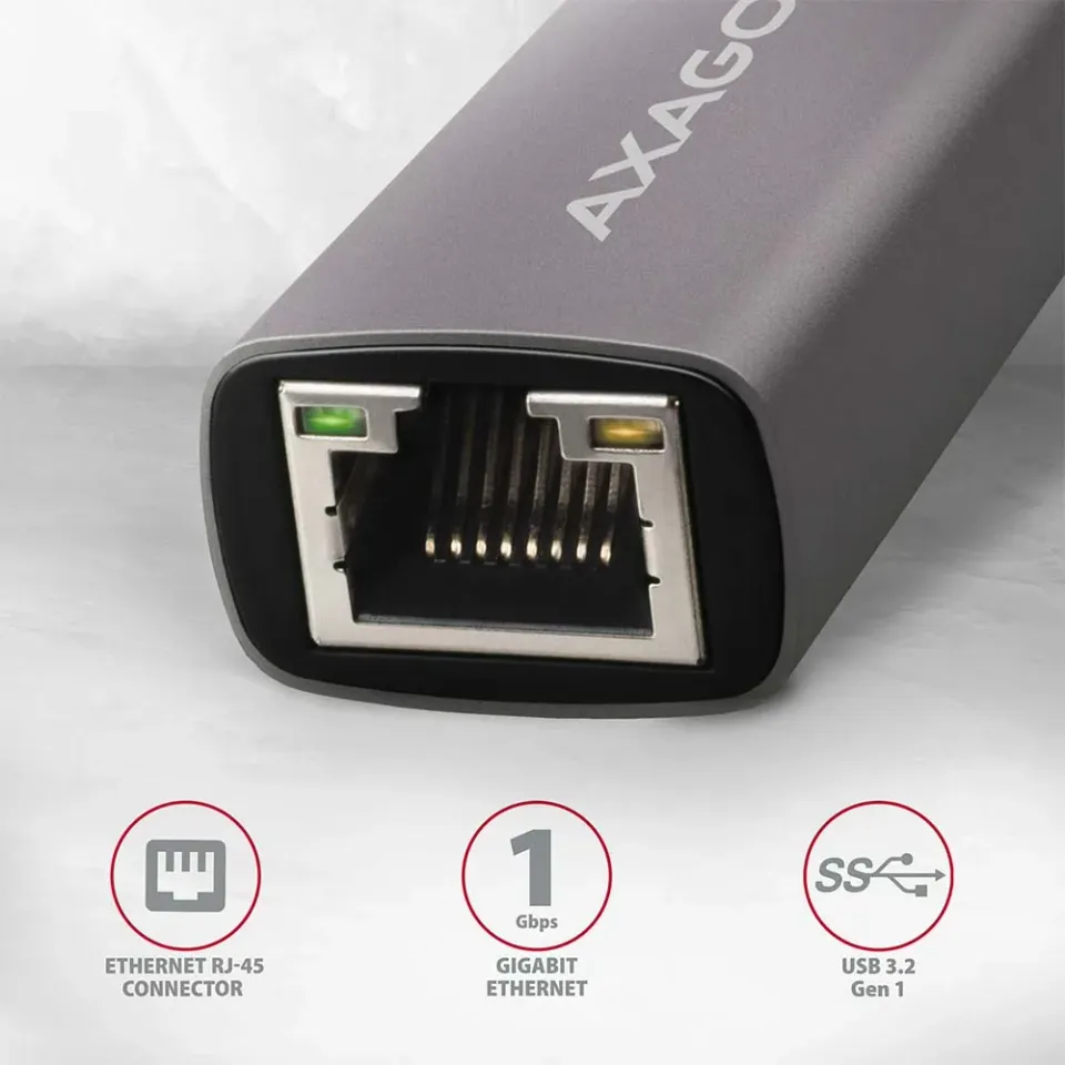 AXAGON ADE-TR, USB-A 3.2 Gen 1 - Gigabit Ethernet síťová karta, auto instal, tit
