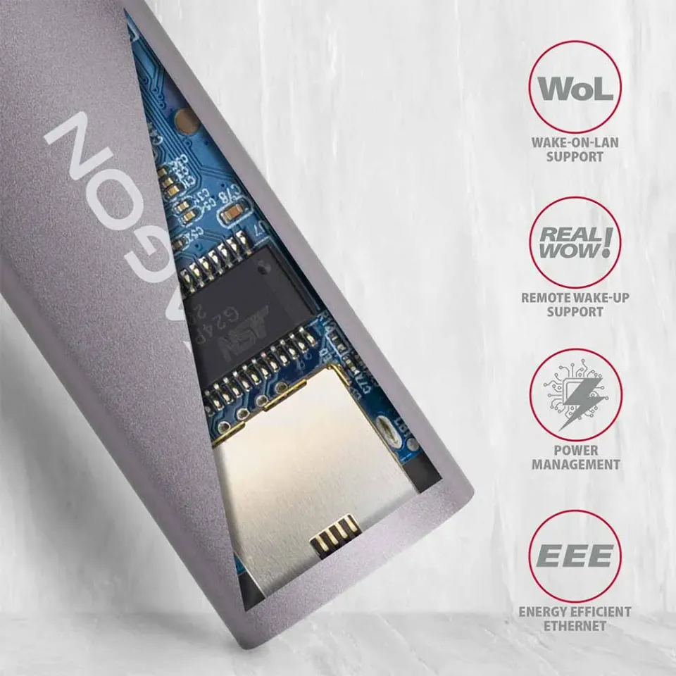 AXAGON ADE-TR, USB-A 3.2 Gen 1 - Gigabit Ethernet síťová karta, auto instal, tit