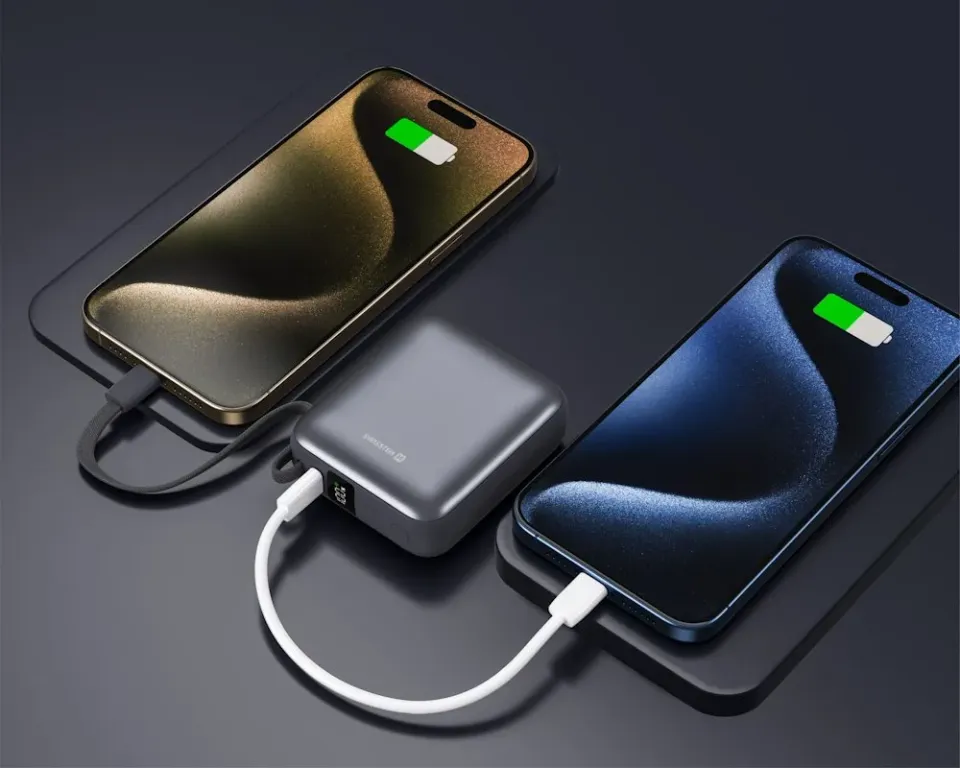Swissten Power Bank Space 10000 mAh, 35W S Integrovaným Kabelem USB-C Stříbrná