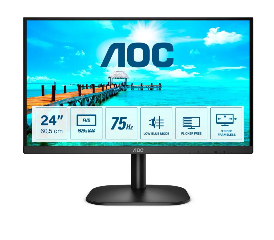 AOC 24" LED 24B2XDM / VA / 1920x1080@75Hz / 16:9 / 4ms / 1x DVI / 1x VGA