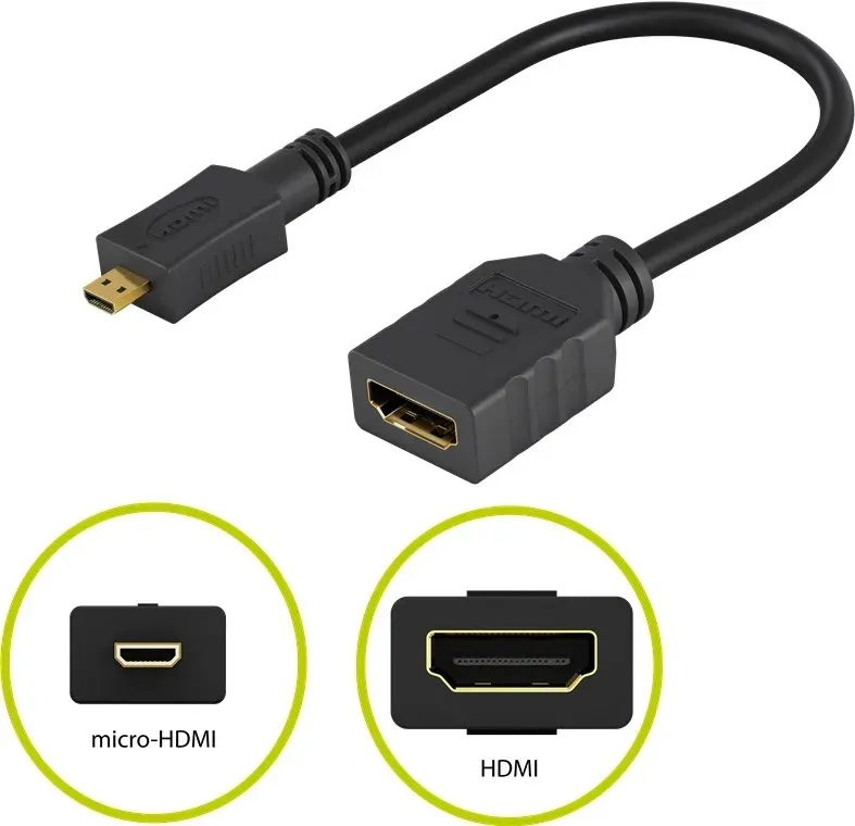 PremiumCord Flexi adaptér HDMI Typ A samice - micro HDMI Typ D samec pro ohebné