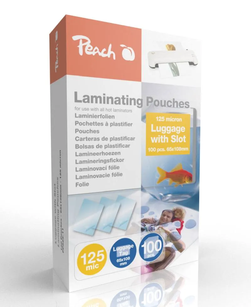 PEACH laminovací folie Luggage Tag w. Slot (65x108mm), 125mic, 100ks