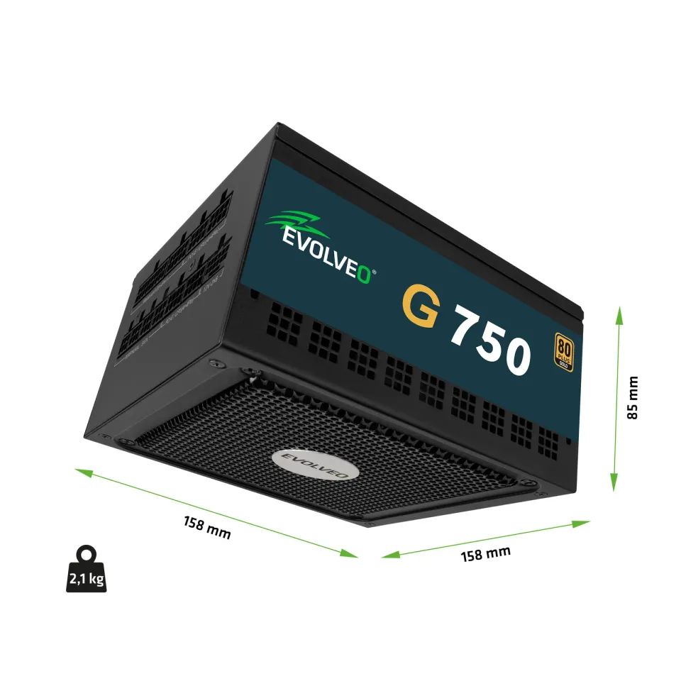 EVOLVEO G850 zdroj 850W, 80+ GOLD, ATX 3.1, PCIe 5.1, aPFC, 140mm ventilátor, mo